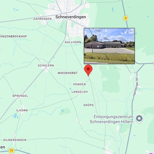 Karte mit Markierung Kleinsporthalle Hemsen